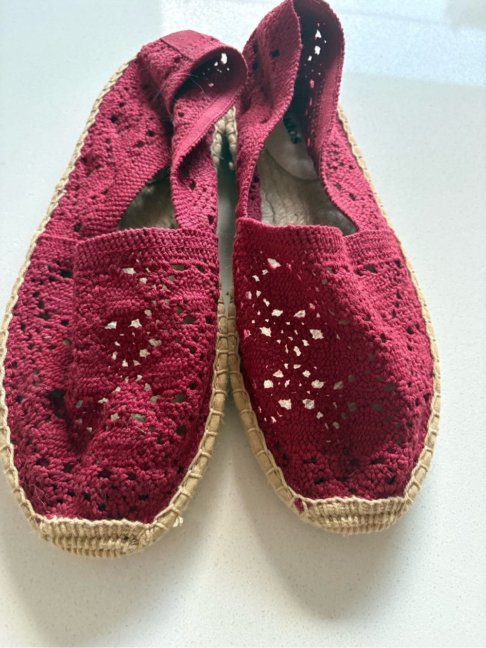 Soludos Crochet Espadrille Flats in Red, New sz 38